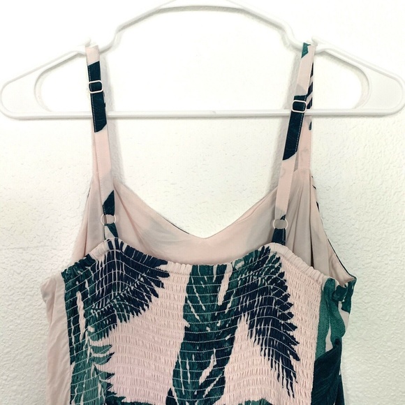 Old Navy Pink Green Leaf Print Cami Dress - Picture 6 of 7